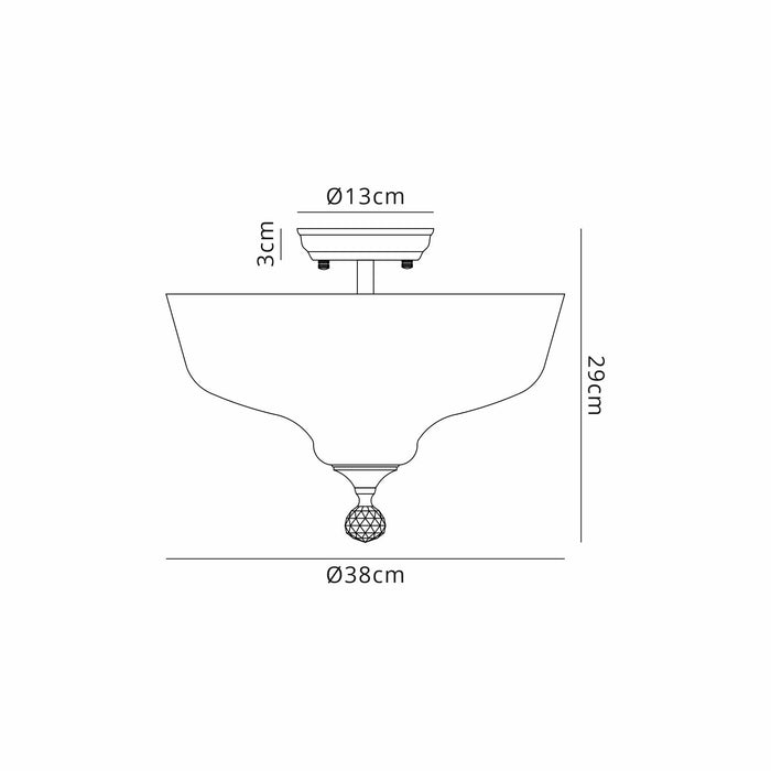 Nelson Lighting NLK16469 Tabion 2 Light Ceiling Light Satin Nickel Clear