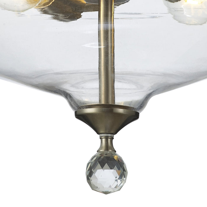 Nelson Lighting NLK16469 Tabion 2 Light Ceiling Light Satin Nickel Clear