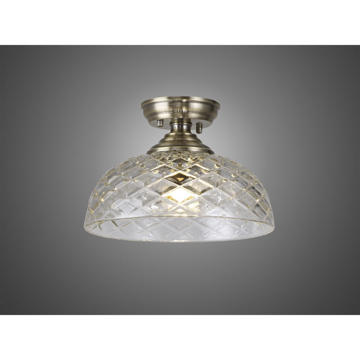 Nelson Lighting NLK15759 Tabion 1 Light Flush Ceiling Light Antique Brass Clear