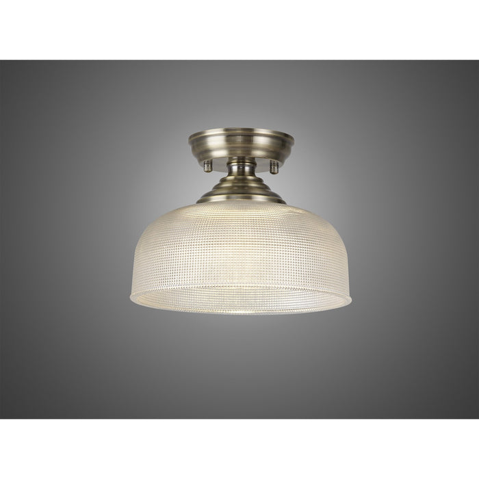 Nelson Lighting NLK15769 Tabion 1 Light Flush Ceiling Light Antique Brass Clear