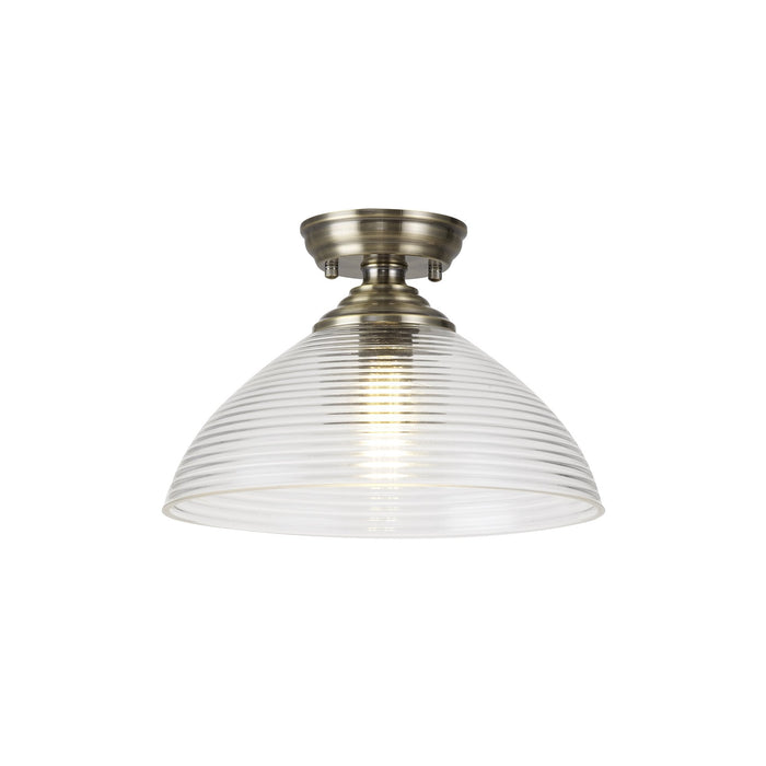 Nelson Lighting NLK15789 Tabion 1 Light Flush Ceiling Light Antique Brass Clear