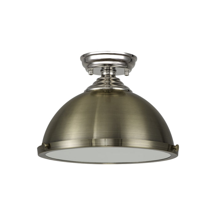 Nelson Lighting NLK15819 Tabion 1 Light Flush Ceiling Light Polished Nickel Antique Brass