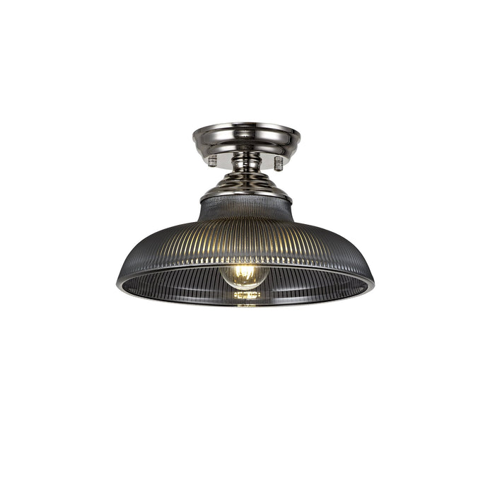 Nelson Lighting NLK15849 Tabion 1 Light Flush Ceiling Light Polished Nickel Smoked