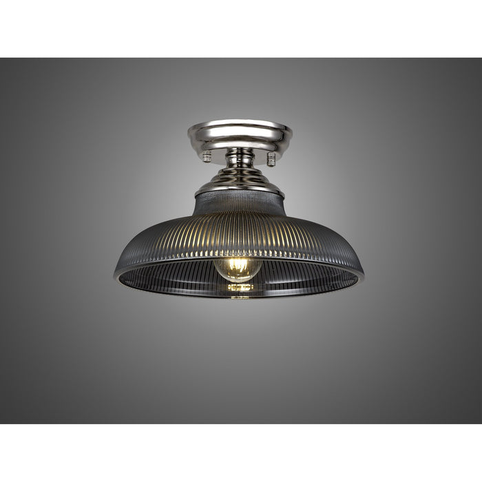 Nelson Lighting NLK15849 Tabion 1 Light Flush Ceiling Light Polished Nickel Smoked