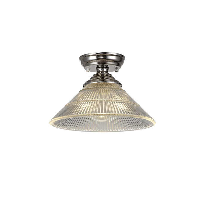 Nelson Lighting NLK15879 Tabion 1 Light Flush Ceiling Light Polished Nickel Clear