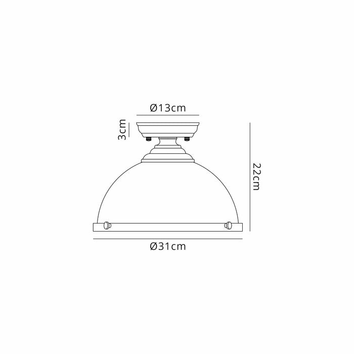 Nelson Lighting NLK15989 Tabion 1 Light Flush Ceiling Light Polished Nickel Matt Black