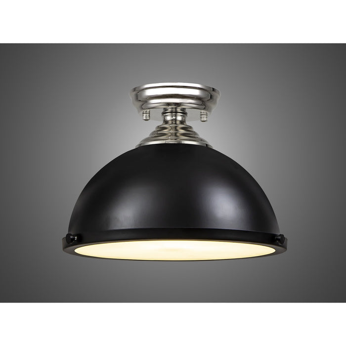 Nelson Lighting NLK15989 Tabion 1 Light Flush Ceiling Light Polished Nickel Matt Black