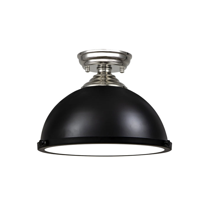 Nelson Lighting NLK15989 Tabion 1 Light Flush Ceiling Light Polished Nickel Matt Black