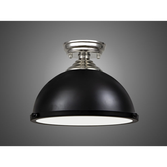 Nelson Lighting NLK15989 Tabion 1 Light Flush Ceiling Light Polished Nickel Matt Black