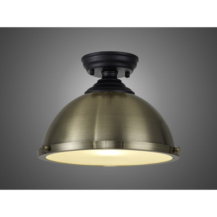 Nelson Lighting NLK15999 Tabion 1 Light Flush Ceiling Light Matt Black Antique Brass