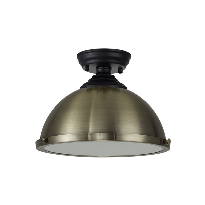 Nelson Lighting NLK15999 Tabion 1 Light Flush Ceiling Light Matt Black Antique Brass