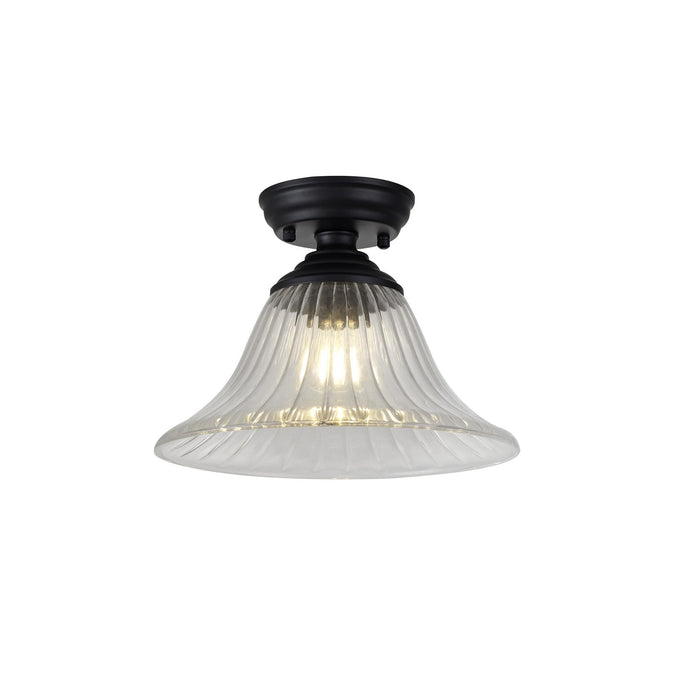 Nelson Lighting NLK16049 Tabion 1 Light Flush Ceiling Light Matt Black Clear