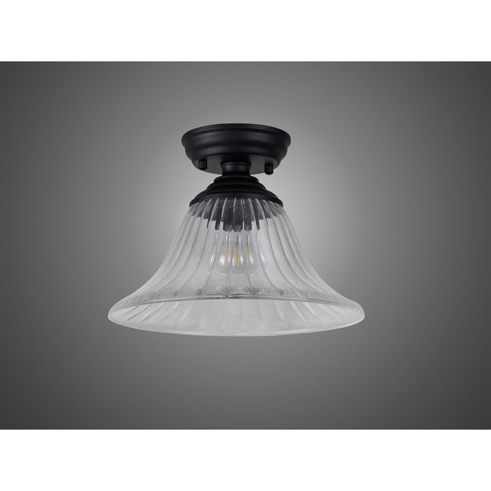 Nelson Lighting NLK16049 Tabion 1 Light Flush Ceiling Light Matt Black Clear