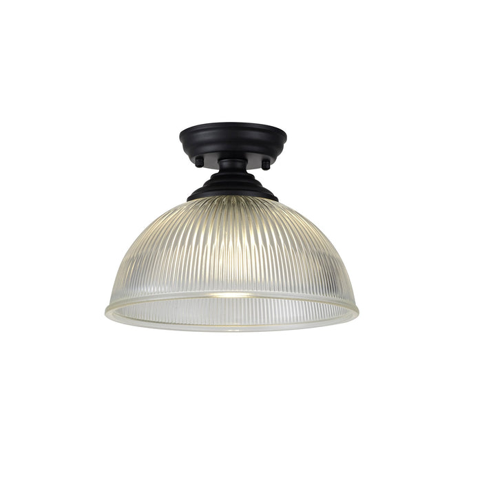 Nelson Lighting NLK16059 Tabion 1 Light Flush Ceiling Light Matt Black Clear