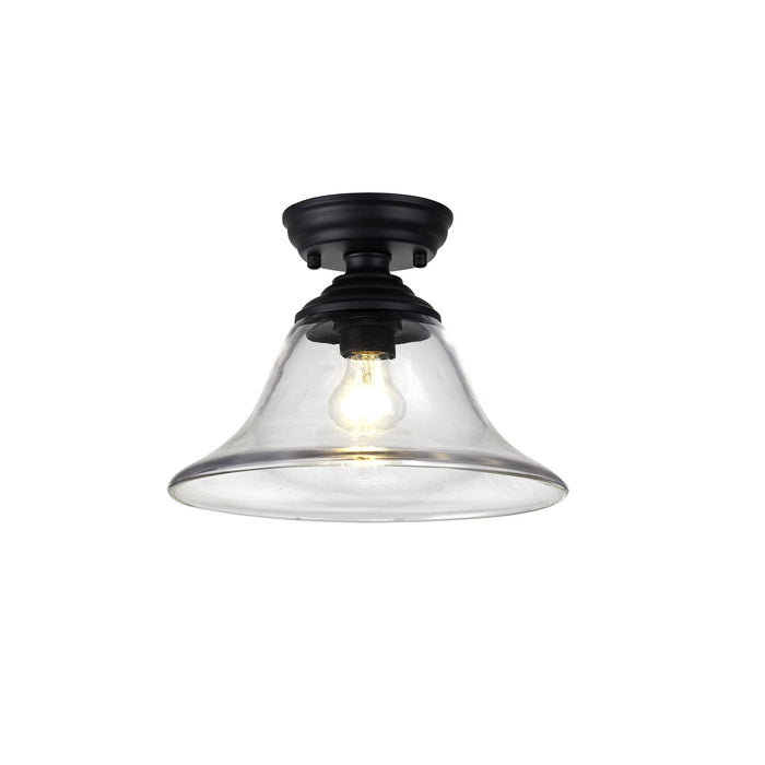 Nelson Lighting NLK16129 Tabion 1 Light Flush Ceiling Light Matt Black Clear