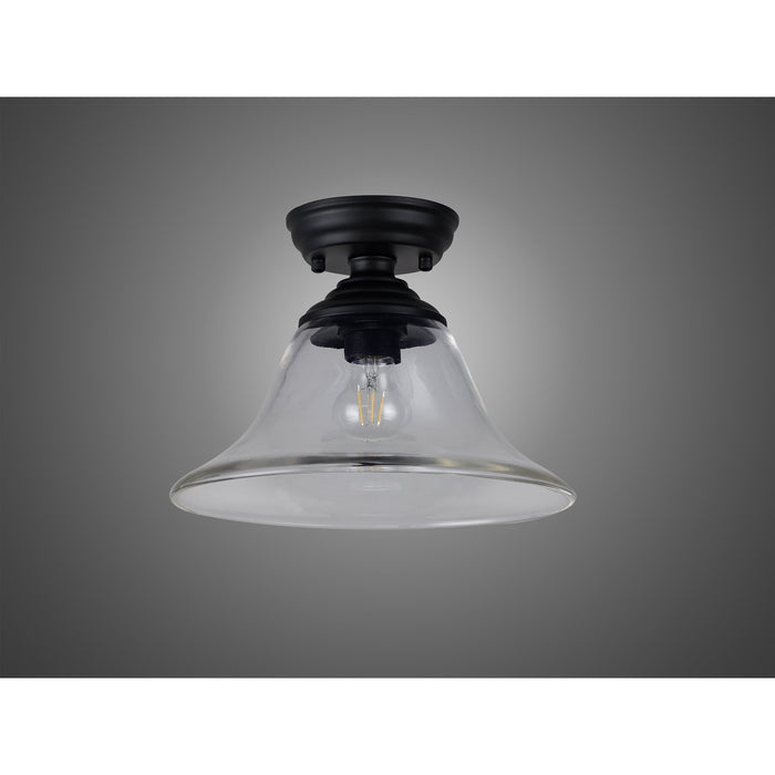 Nelson Lighting NLK16129 Tabion 1 Light Flush Ceiling Light Matt Black Clear