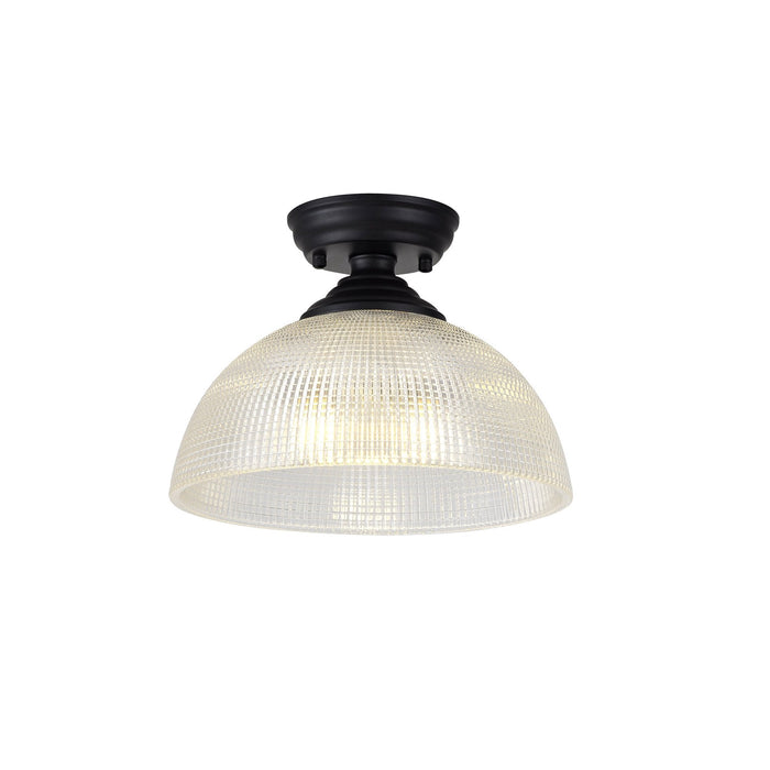 Nelson Lighting NLK16149 Tabion 1 Light Flush Ceiling Light Matt Black Clear