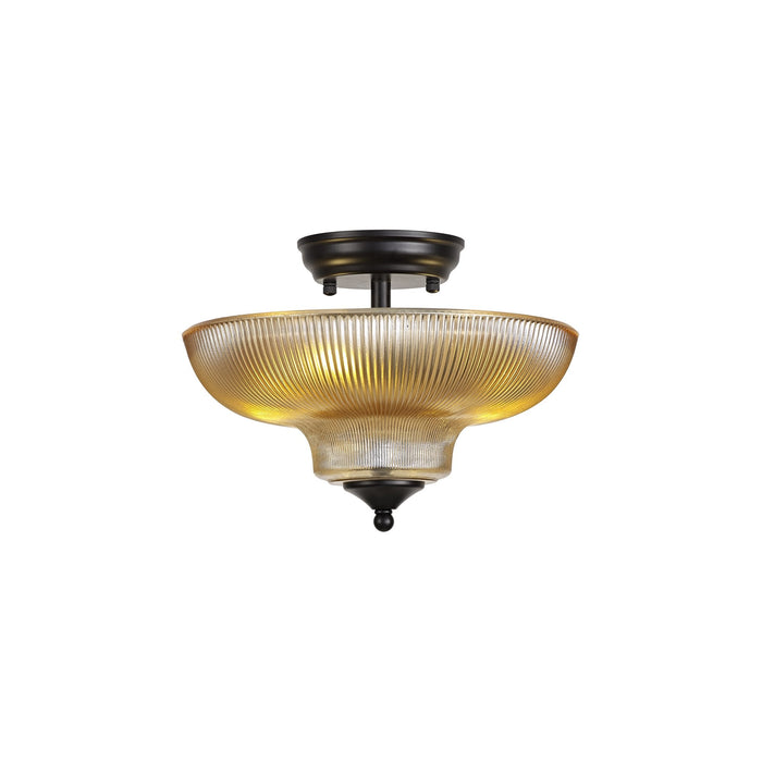 Nelson Lighting NLK16169 Tabion 2 Light Ceiling Light Matt Black Amber