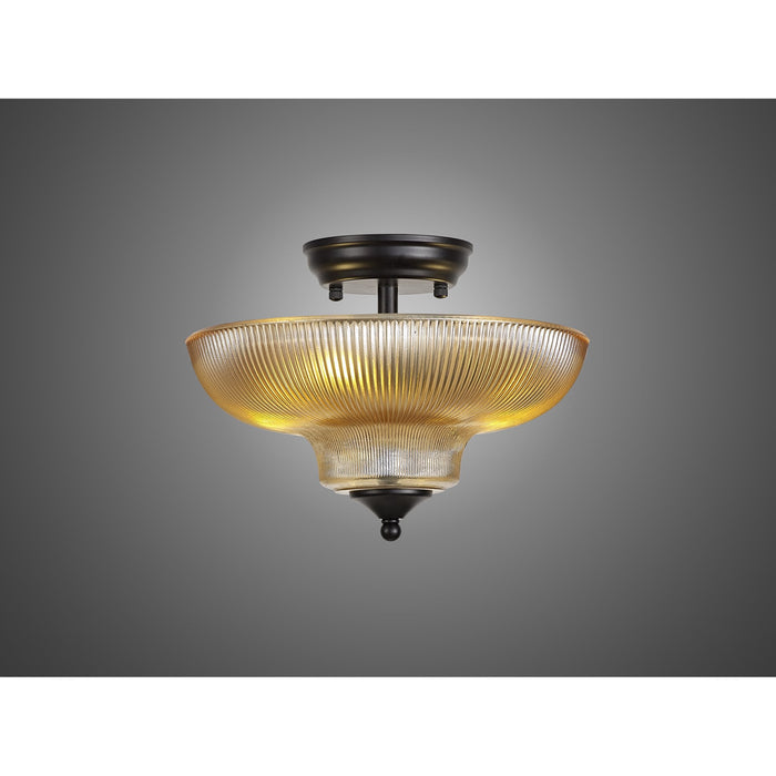 Nelson Lighting NLK16169 Tabion 2 Light Ceiling Light Matt Black Amber