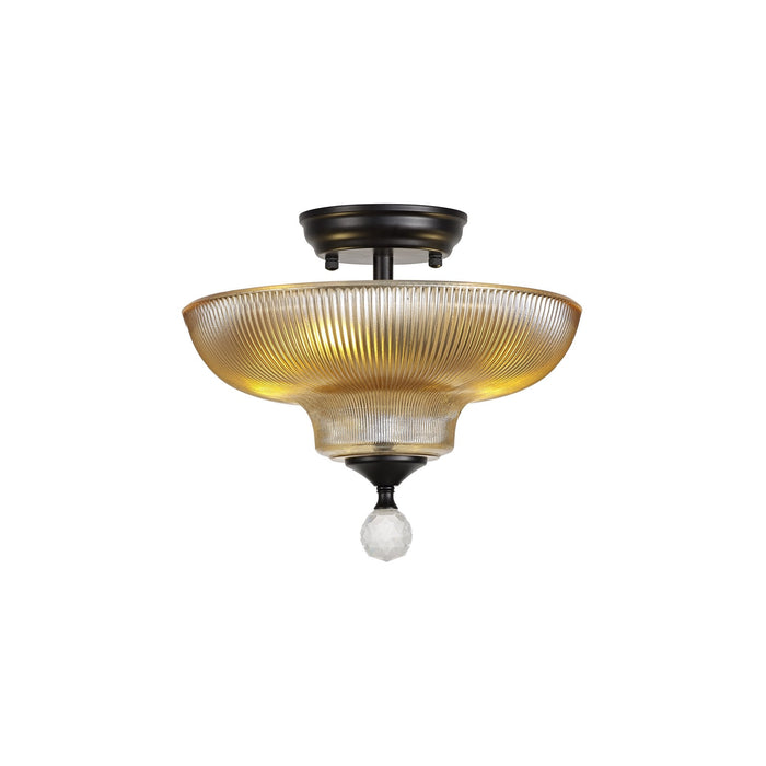 Nelson Lighting NLK16169 Tabion 2 Light Ceiling Light Matt Black Amber