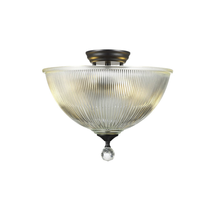 Nelson Lighting NLK16209 Tabion 2 Light Ceiling Light Matt Black Clear