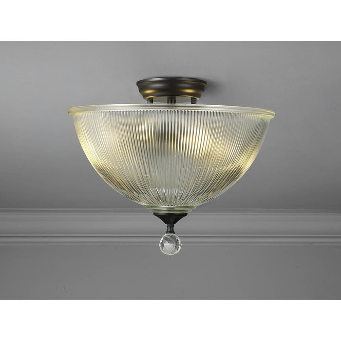 Nelson Lighting NLK16209 Tabion 2 Light Ceiling Light Matt Black Clear