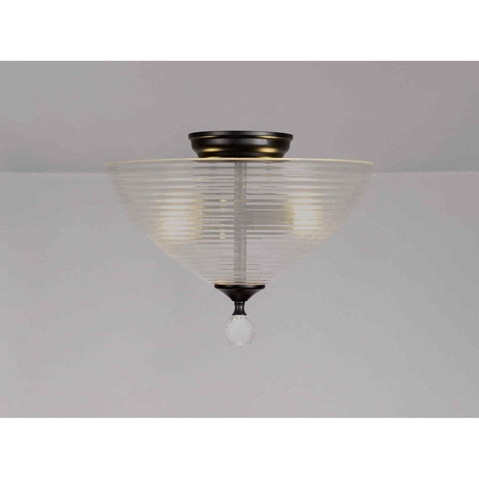 Nelson Lighting NLK16249 Tabion 2 Light Ceiling Light Matt Black Clear