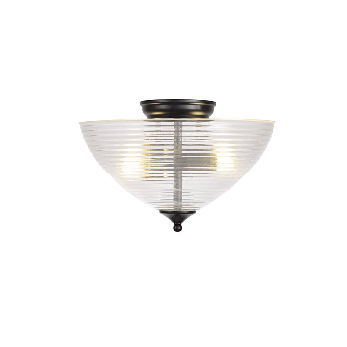 Nelson Lighting NLK16249 Tabion 2 Light Ceiling Light Matt Black Clear