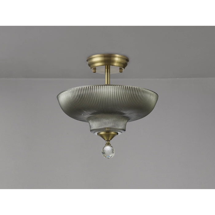 Nelson Lighting NLK16269 Tabion 2 Light Ceiling Light Antique Brass Smoked