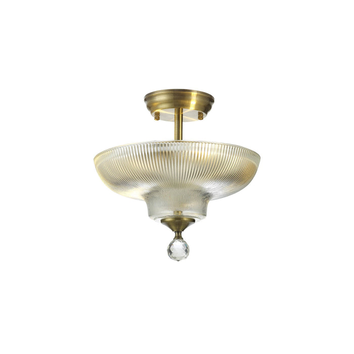 Nelson Lighting NLK16279 Tabion 2 Light Ceiling Light Antique Brass Clear