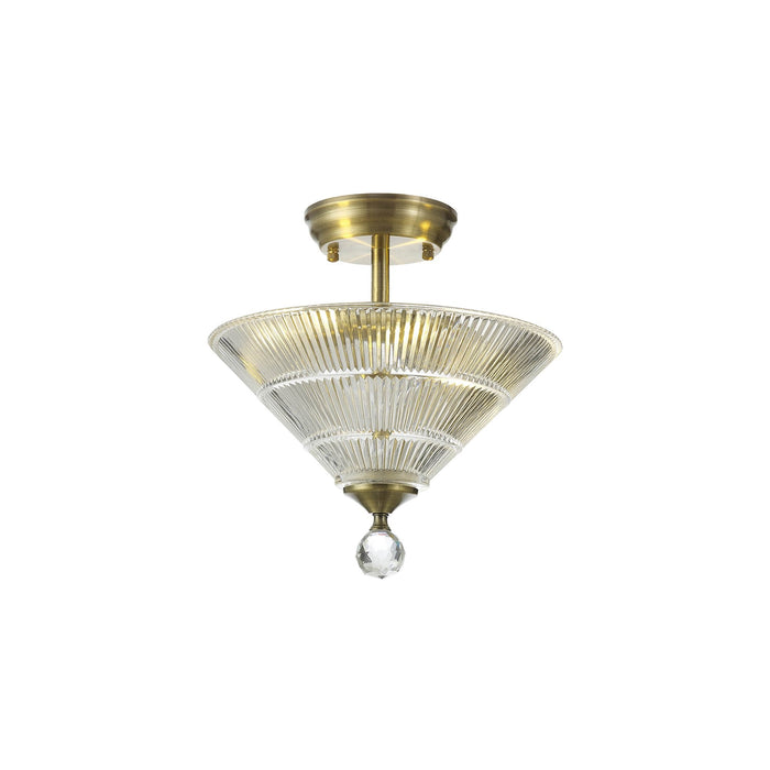 Nelson Lighting NLK16299 Tabion 2 Light Ceiling Light Antique Brass Clear