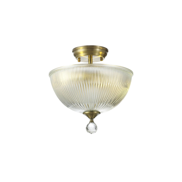 Nelson Lighting NLK16309 Tabion 2 Light Ceiling Light Antique Brass Clear