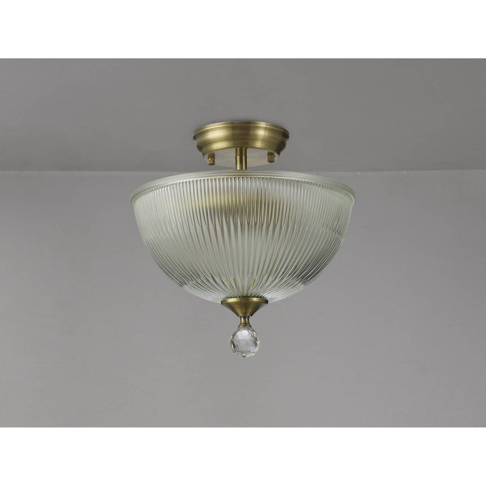 Nelson Lighting NLK16309 Tabion 2 Light Ceiling Light Antique Brass Clear