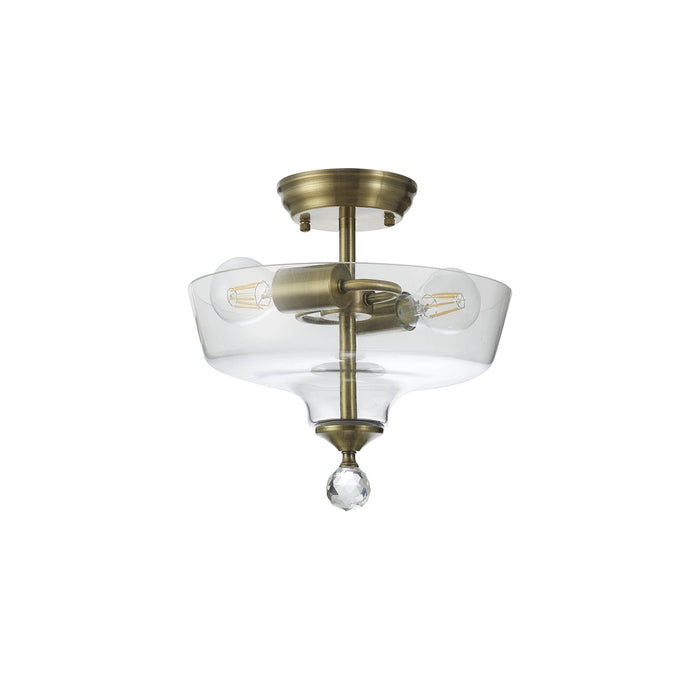 Nelson Lighting NLK16329 Tabion 2 Light Ceiling Light Antique Brass Clear