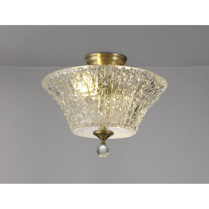 Nelson Lighting NLK16349 Tabion 2 Light Ceiling Light Antique Brass Clear