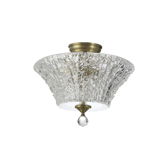 Nelson Lighting NLK16349 Tabion 2 Light Ceiling Light Antique Brass Clear