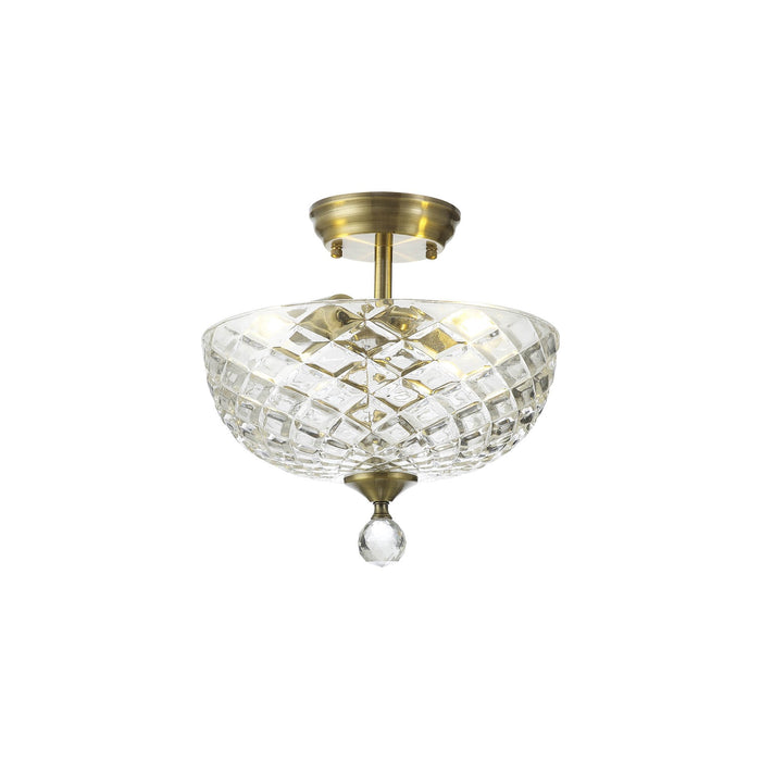 Nelson Lighting NLK16359 Tabion 2 Light Ceiling Light Antique Brass Clear