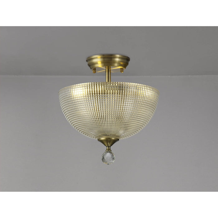 Nelson Lighting NLK16399 Tabion 2 Light Ceiling Light Antique Brass Clear