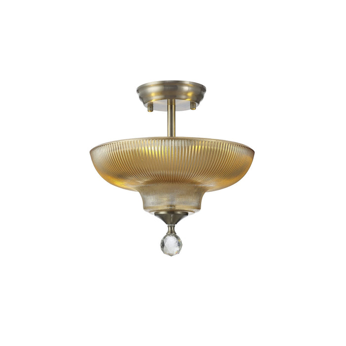 Nelson Lighting NLK16409 Tabion 2 Light Ceiling Light Satin Nickel Amber