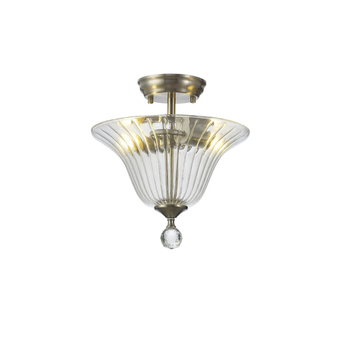 Nelson Lighting NLK16429 Tabion 2 Light Ceiling Light Satin Nickel Clear