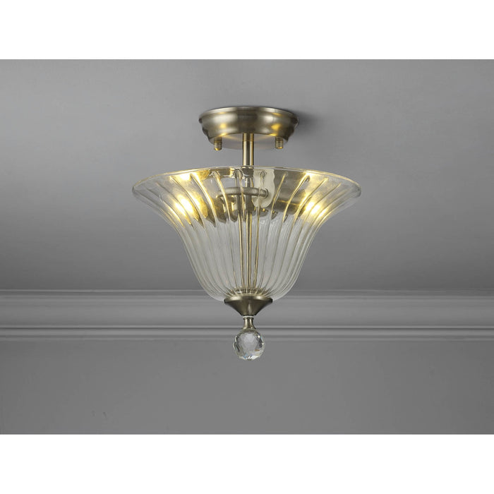 Nelson Lighting NLK16429 Tabion 2 Light Ceiling Light Satin Nickel Clear