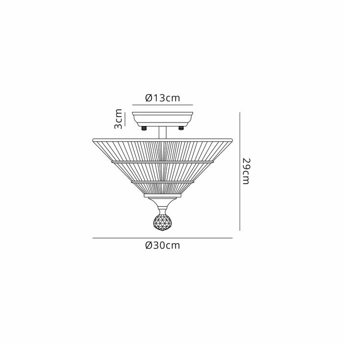 Nelson Lighting NLK16439 Tabion 2 Light Ceiling Light Satin Nickel Clear