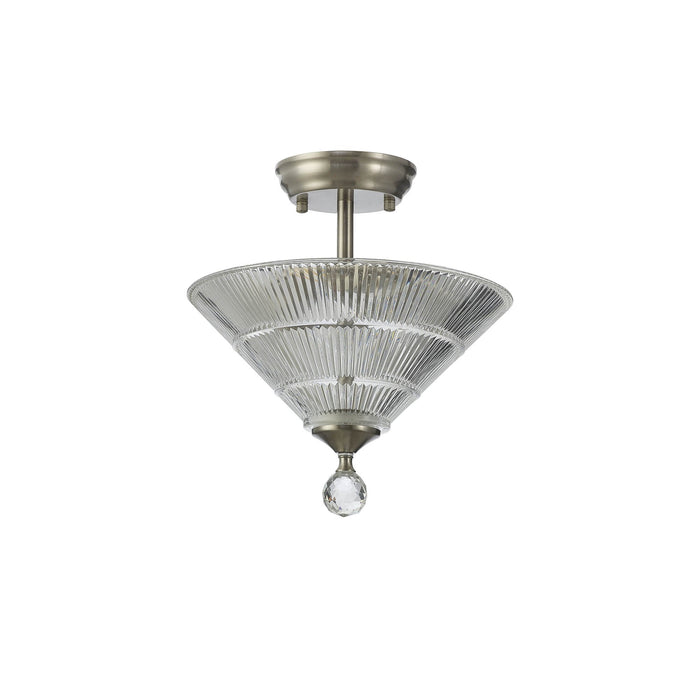 Nelson Lighting NLK16439 Tabion 2 Light Ceiling Light Satin Nickel Clear