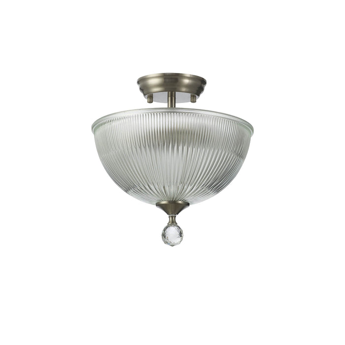 Nelson Lighting NLK16449 Tabion 2 Light Ceiling Light Satin Nickel Clear