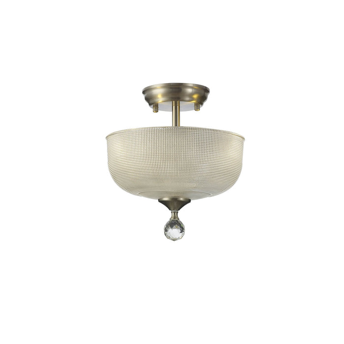 Nelson Lighting NLK16489 Tabion 2 Light Ceiling Light Satin Nickel Clear