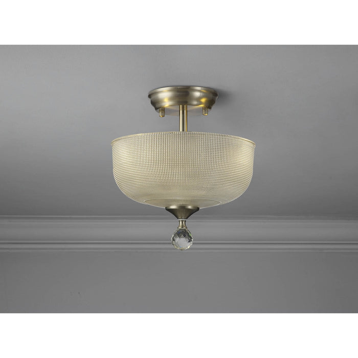 Nelson Lighting NLK16489 Tabion 2 Light Ceiling Light Satin Nickel Clear