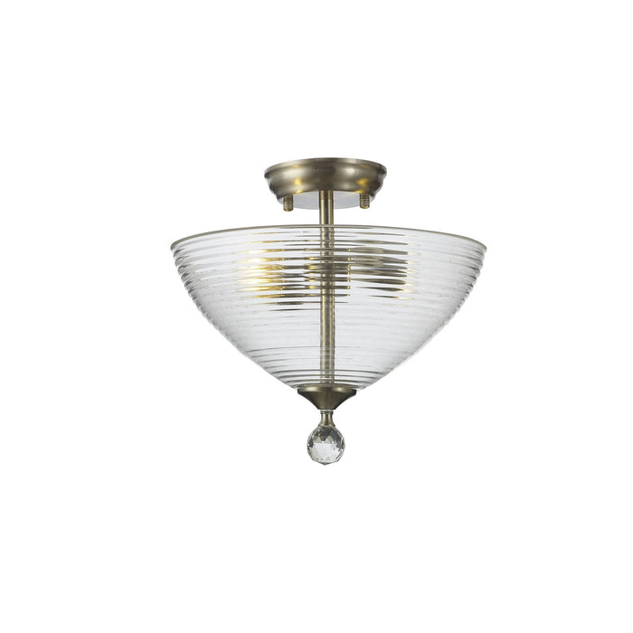 Nelson Lighting NLK16509 Tabion 2 Light Ceiling Light Satin Nickel Clear