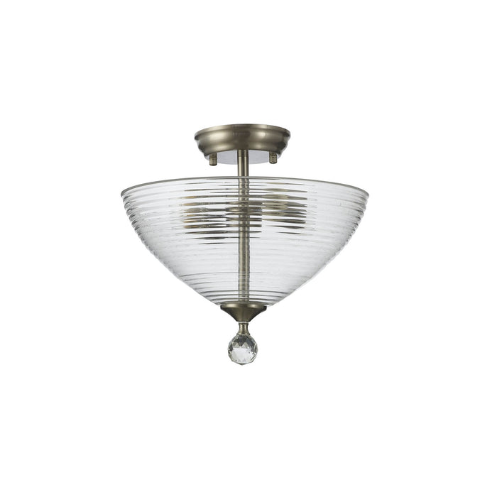 Nelson Lighting NLK16509 Tabion 2 Light Ceiling Light Satin Nickel Clear