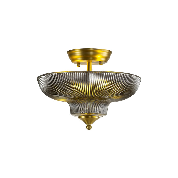 Nelson Lighting NLK16539 Tabion 2 Light Ceiling Light Satin Gold Smoked