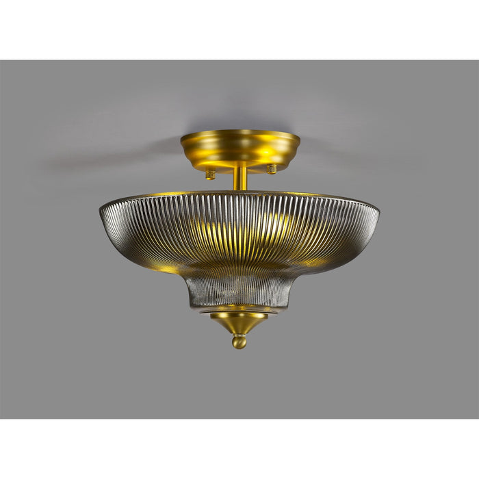 Nelson Lighting NLK16539 Tabion 2 Light Ceiling Light Satin Gold Smoked